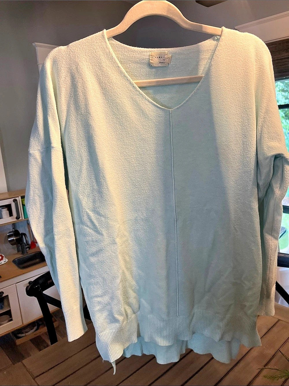 Dreamers by Debut V-Neck Center Seam Oversized Sweater Blue S/M